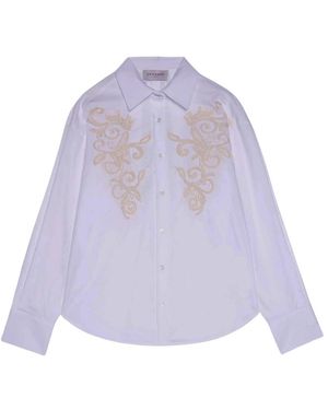 Ermanno Scervino Overhemden ,Wit ,Katoen Katoenen Poplin Shirt - Paars