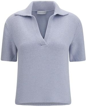 Gabriela Hearst Truien & Vesten ,Blauw ,Kasjmier Sohan Knit Short Sleeve Polo