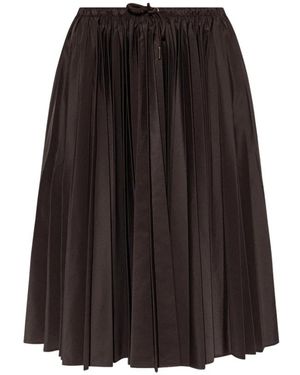 Moncler Rokken ,Bruin ,Polyester Plissé Midi Rok - Zwart