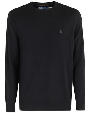 Polo Ralph Lauren Truien & Vesten ,Zwart ,Wol Trui Met Ronde Hals En Lange Mouwen