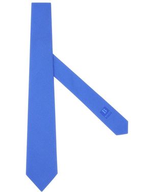 BOGGI Geometrisch Motief Zijden Stropdas - Blauw