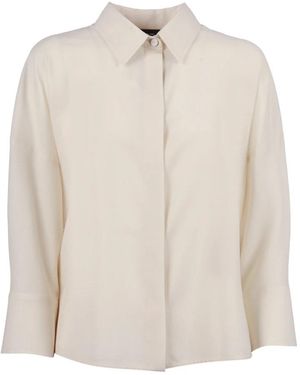 Fabiana Filippi Camicia Cropped Manica 3/4 Dettaglio Filo Diamante Tagli - Weiß
