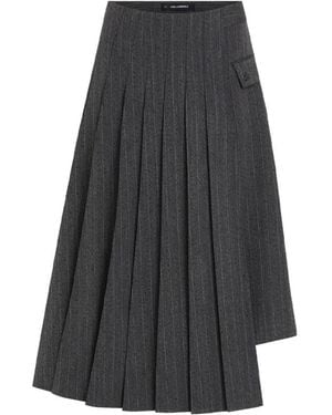 KARL LAGERFELD Pinstripe Plissé Detail Rok - Grijs