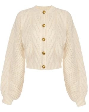 Elisabetta Franchi Gebreid Vest - Naturel