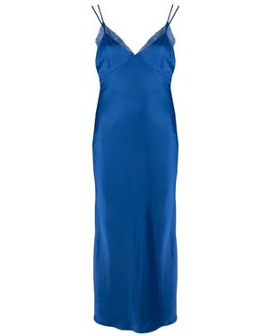 Patrizia Pepe Langes Kleid Mit Spitzenbesatz - Blau