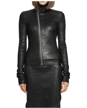 Rick Owens Leather Gary Jkt - Zwart