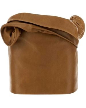 Magda Butrym Draped Leather Mini Skirt - Braun