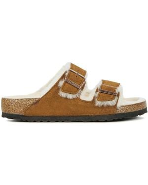 Birkenstock Arizona Shearling Mink Slipper - Brown
