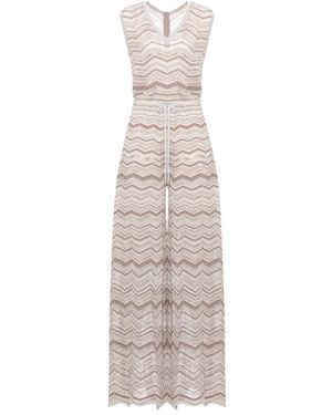 D.exterior Chevron-Strick Jumpsuit Mit Kordelzug - Grau