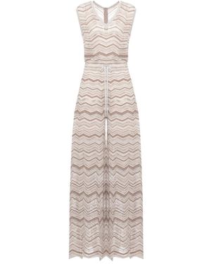 D.exterior Chevron-Knit Jumpsuit Met Trekkoord - Grijs
