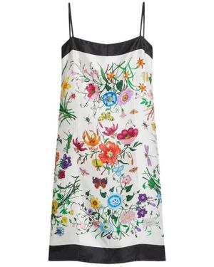 Gucci Kleedjes ,Veelkleurig ,Zijde Keper Jurk Met Print - Blauw