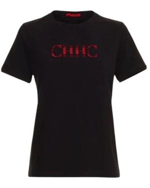 Carolina Herrera Tops ,Zwart ,Katoen Fitted Stretch-Knit T-Shirt