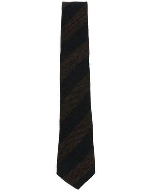 Tagliatore Accessoires ,Veelkleurig ,Linnen Diagonale Streep Das - Zwart