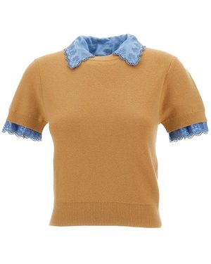 Rabanne Rundhals-Strickpullover - Orange