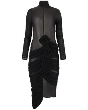 Magda Butrym Elegantes Sheer High Neck Midi Kleid - Schwarz