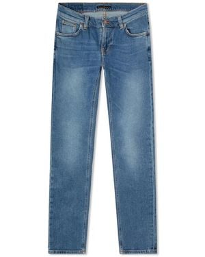 Nudie Jeans Profondeur Ouverte Terry Serré L32 - Bleu