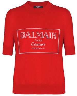 Balmain Round-Neck Knitwear - Rojo