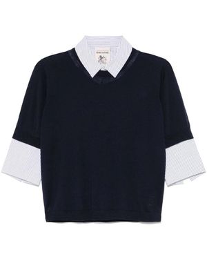 Semicouture Blauer Wollpullover Damenmode