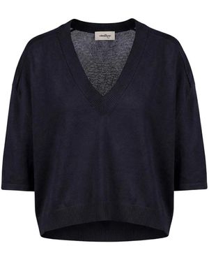 Ottod'Ame Truien & Vesten ,Zwart ,Polyester V-Hals Truien - Blauw