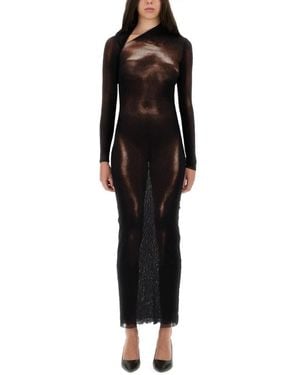Jean Paul Gaultier Body Dust Mesh Asymmetric Dress - Schwarz