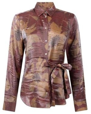 Jansen Amsterdam Overhemden ,Veelkleurig ,Lotte Blouse - Bruin