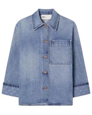Tory Burch Overhemden ,Blauw ,Denim Denim Barn Jacket