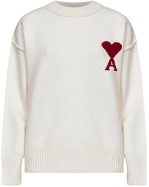 Ami Paris De Coeur Ronde Hals Trui - Wit