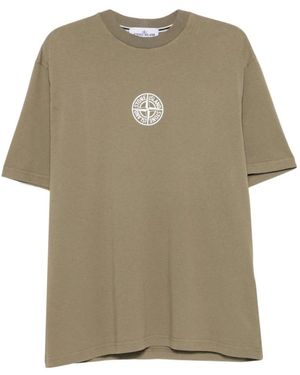 Stone Island Tops ,Groen ,T-Shirt - Naturel