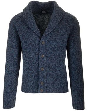 Barba Napoli Cardigan Van Zuiver Scheerwol - Blauw