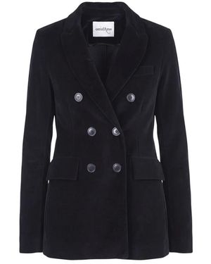 Ottod'Ame Jassen ,Zwart ,Leer Klassieke Getailleerde Blazer