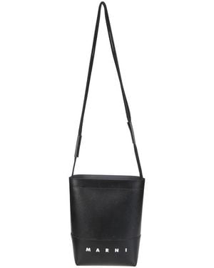 Marni Tassen ,Zwart ,Polyester Crossbodytas Met Veterband