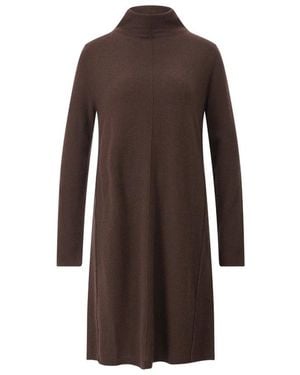 Allude Elegantes Midi-Kleid Mit Stehkragen - Braun