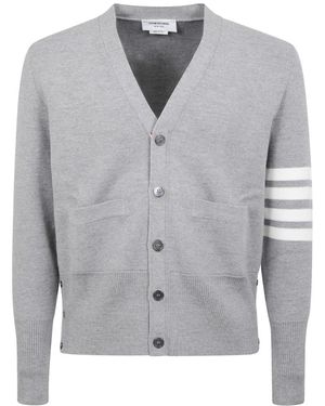 Thom Browne V-Hals Vest Met Gestreepte Details - Grijs