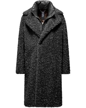 Bomboogie Lange Faux Fur Jas Met Revers - Zwart