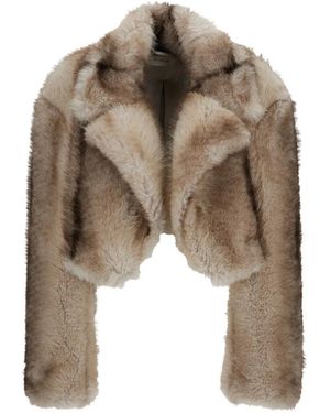 Sportmax Jassen ,Satijn Korte Boxy Bont Jersey Jas - Naturel