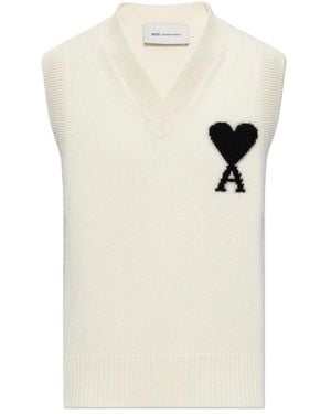 Ami Paris Truien & Vesten ,Wit ,Wol Woolen Vest