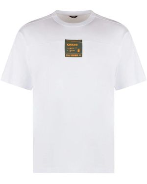 K-Way Baumwoll-crew-neck t-shirt mit fronttasche - Weiß