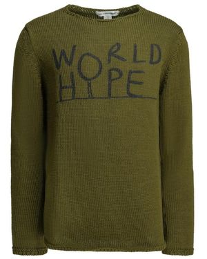 Comme des Garçons World Hope Grafik Strickpullover - Grün