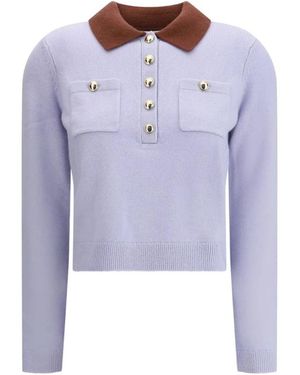 Self-Portrait Kontrastkragen Pullover Eleganter Preppy-Stil - Lila