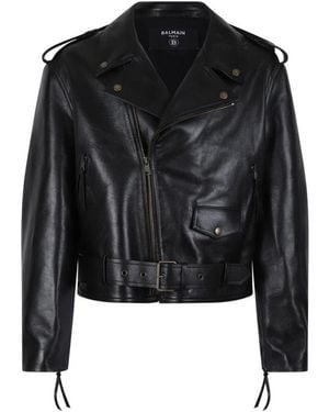 Balmain Leder Bikerjacke - Schwarz