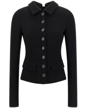 Dolce & Gabbana Jassen ,Zwart ,Wol Enkelrijige Wollen Blazer