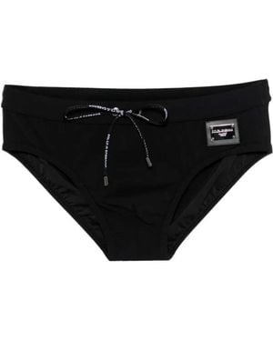 Dolce & Gabbana Badmode ,Zwart ,Nylon Logo Plaque Zwembroek