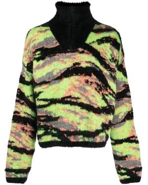 ERL Truien & Vesten ,Veelkleurig ,Wol Jacquard Tijger Trui Gebreid - Groen