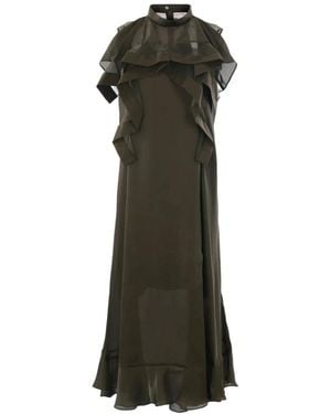 Sacai Midi-Kleid Mit Rüschen - Grün