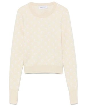 Marine Serre Moon Jacquard Muster Pullover - Weiß