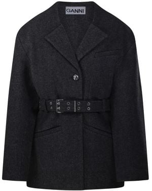 Ganni Belted Coats - Zwart
