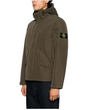 Stone Island Jassen ,Bruin ,Hooded Jacket - Groen