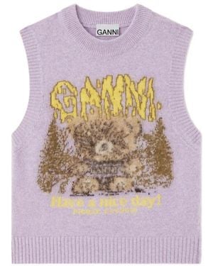 Ganni Round-Neck Knitwear - Purple
