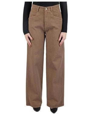 Kiton Wide Broeken - Bruin