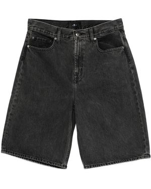7 For All Mankind Blaue Denim-Shorts Für Frauen - Schwarz